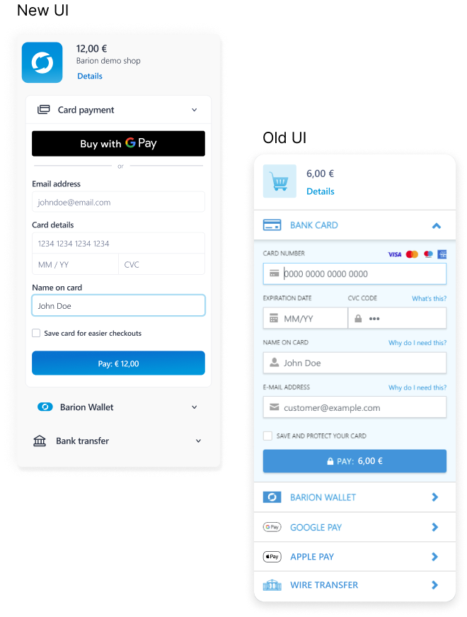 Old UI vs new UI
